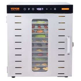 VEVOR Food Dehydrator Machine, 10 Stainless Steel Trays, 1000W Electric Food Dryer with Digital Adjustable Timer & Temperature for Jerky, Herb, M