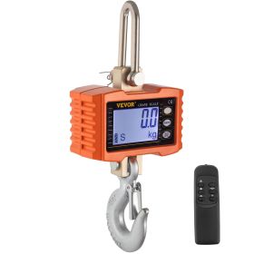 VEVOR Hanging Scale 1000KG (2200LBS) Orange Digital Industrial Heavy Duty Crane Scale with Accurate Reloading Spring Sensor for Hunting Farm or C