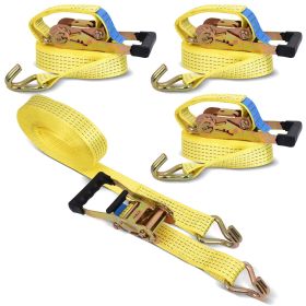 4 Pack Ratchet Straps with J Hooks, 11000 lb Break Strength, 2" x 26' Heavy Duty Tie Down Straps Ratchet Cargo Truck Straps for Flatbed, Truck