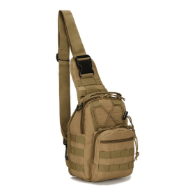 Mens Backpack Tactical Sling Shoulder Bag Molle Travel Chest Pack Outdoor Hiking (model: Khaki)