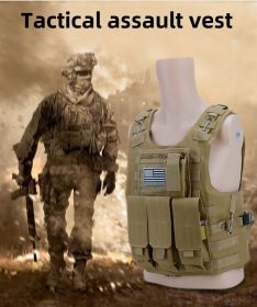 AmphibiousJungle Equipment Game Training Tactical Bottom Shirt Multifunctional Military Vest, Camouflage Outdoor Quick Release Tactical Vest (Color: Black)